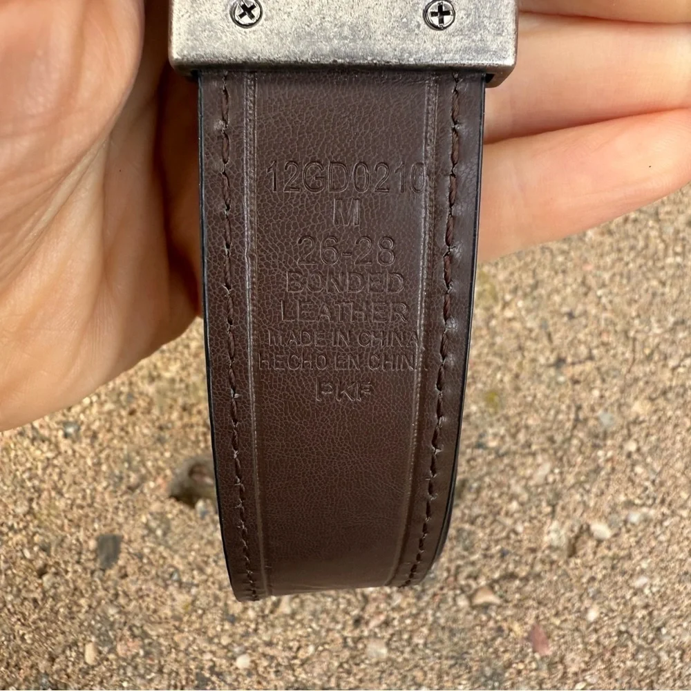 DICKIES Boys Black Brown Reversible Bonded Leather Belt Size 26-28